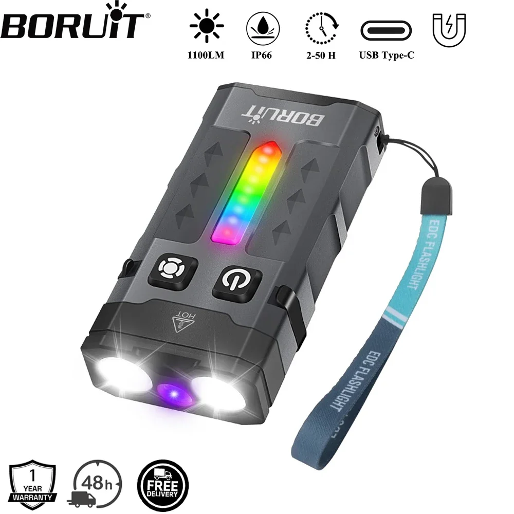 BORUiT EV20 1100LM EDC UV Keyc - Outdoor Hunting Lights reseña y precio