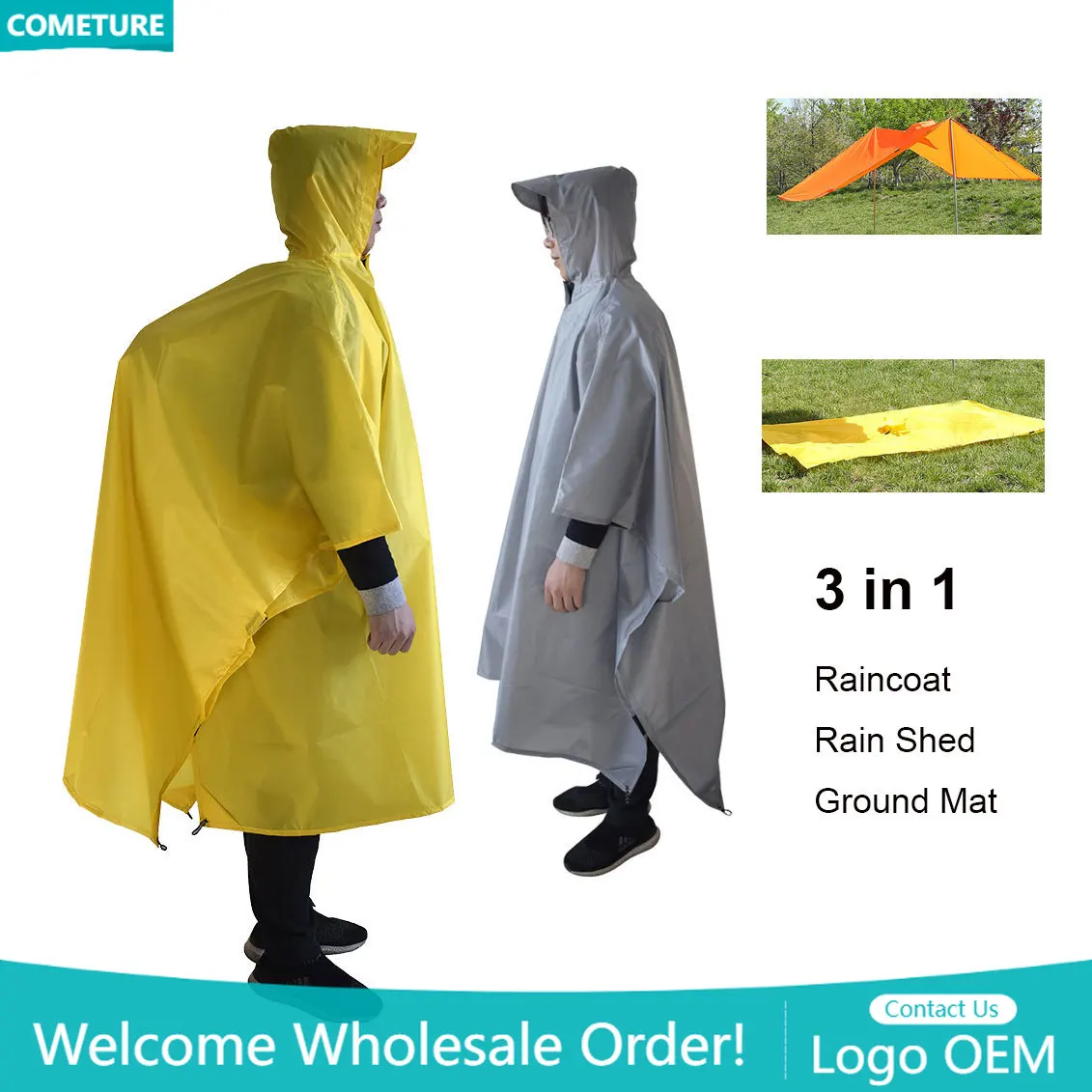 Raincoat 3 In 1 Hiking Poncho  - Hunting Outdoor Mat reseña y precio