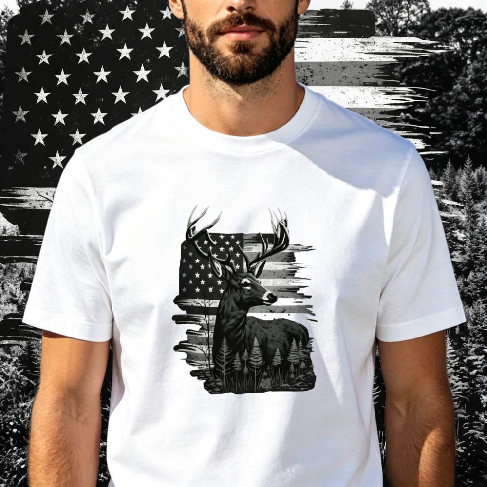 Patriotic USA Flag Buck Deer F - Hunting Outdoor Apparel reseña y precio