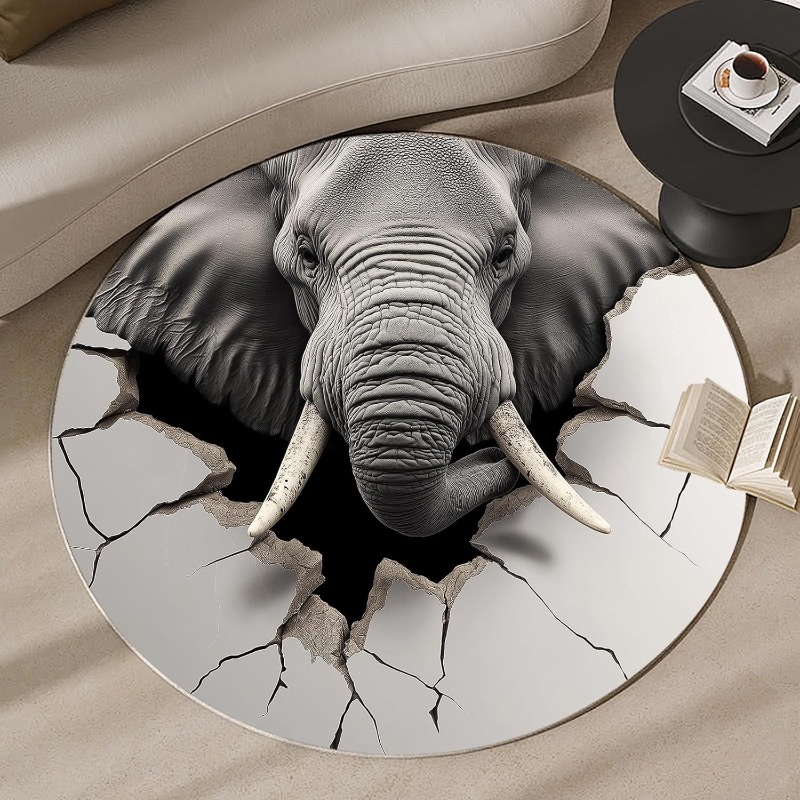 2D Deer Elk Round Rug Stone Ca - Hunting Outdoor Mat reseña y precio