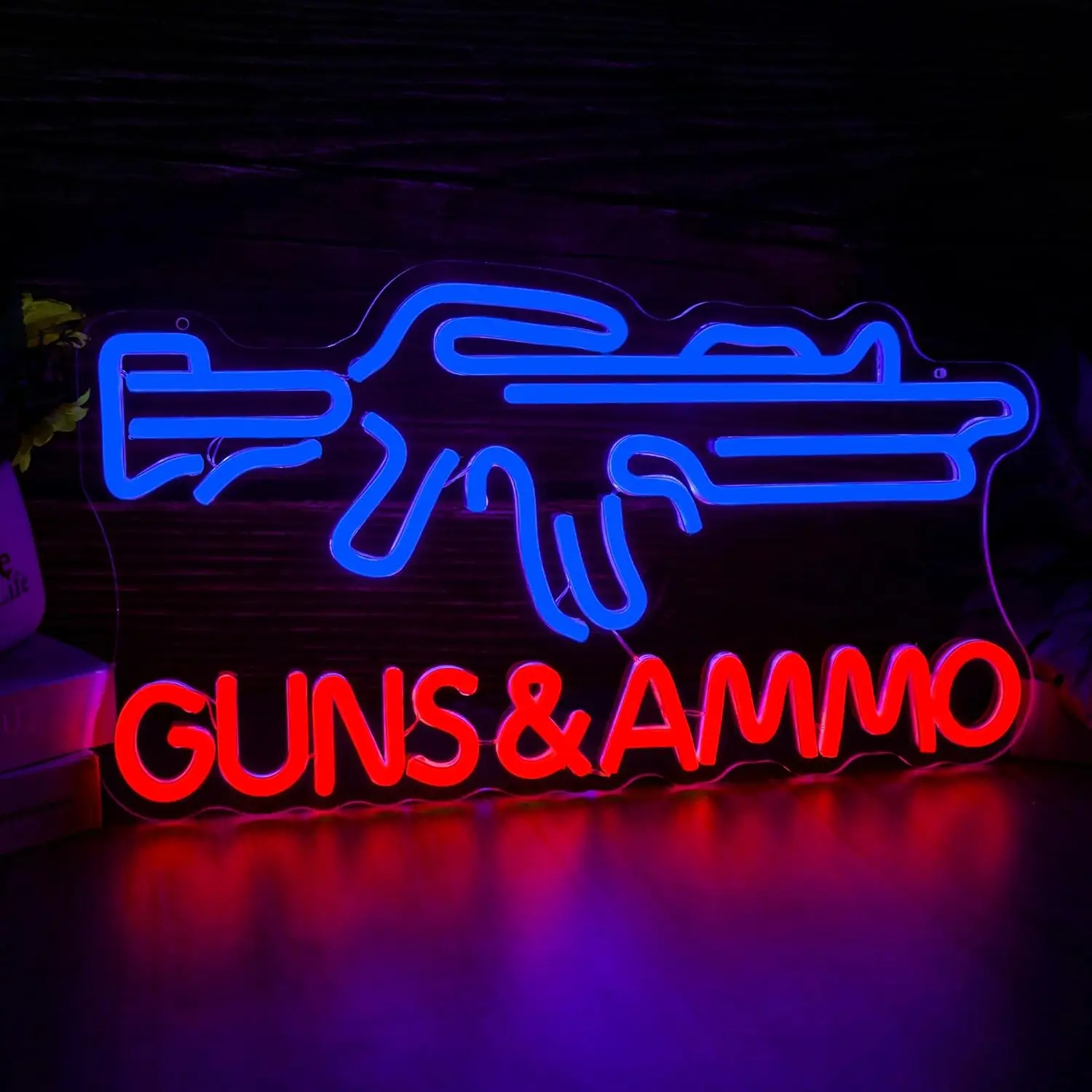 Gun Shop Neon Sign USB Powered - Hunting And Outdoor Stores reseña y precio
