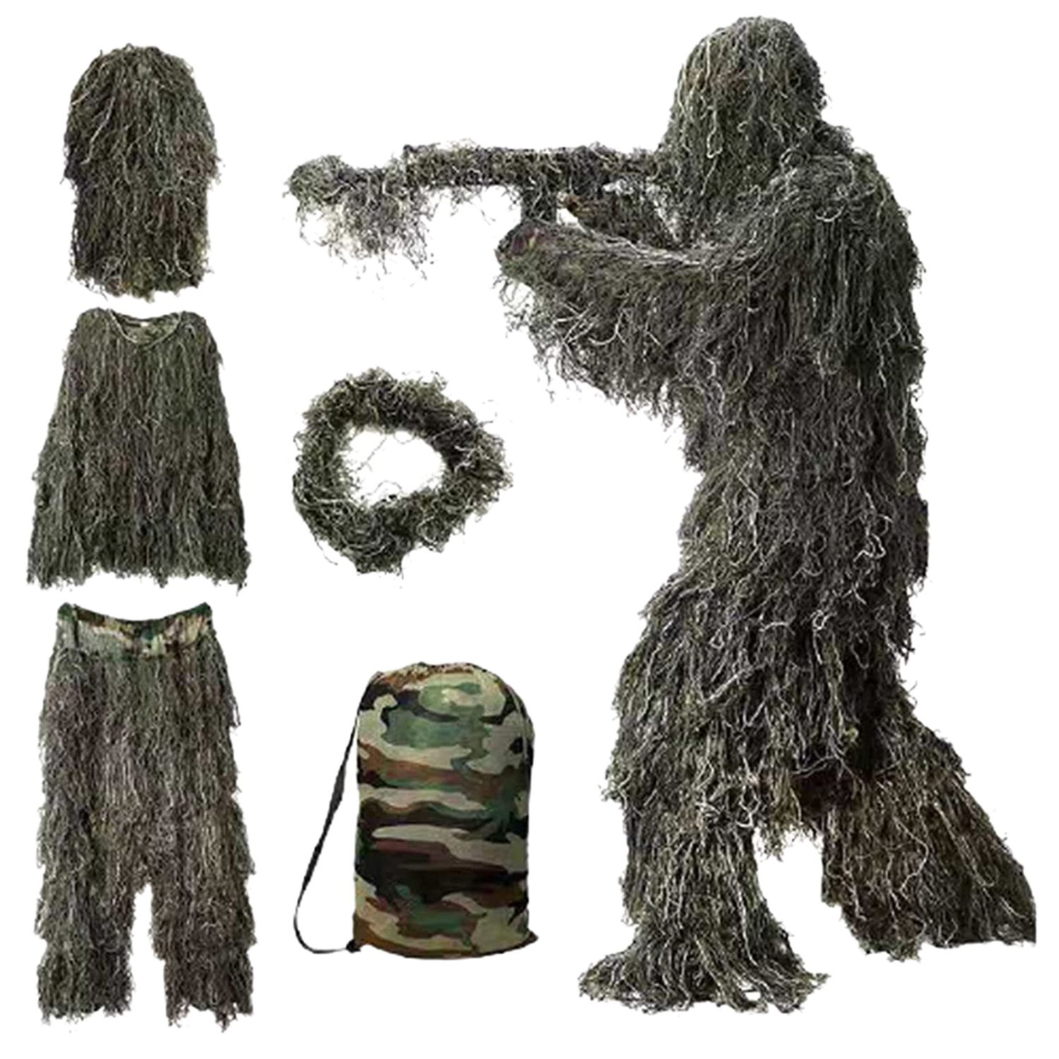 A89Z 5 in 1 Ghillie Suit,3D Ca - Hunting Outdoor Apparel reseña y precio