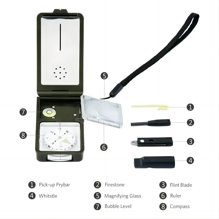 10-in-1 Survival Compass with  - Hunting Outdoor Thermometer reseña y precio